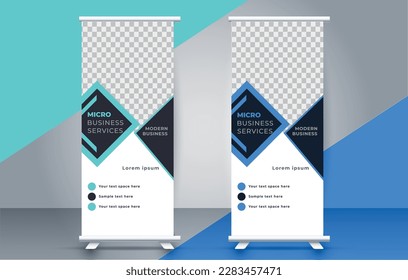 Plantilla moderna de diseño de banner de enrollamiento. levántate. presentación. folleto. medio de impresión	
