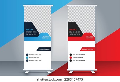 Plantilla moderna de diseño de banner de enrollamiento. levántate. presentación. folleto. medio de impresión	
