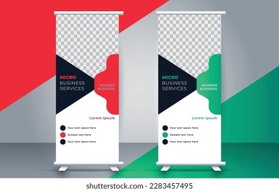 Plantilla moderna de diseño de banner de enrollamiento. levántate. presentación. folleto. medio de impresión	
