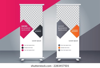 Plantilla moderna de diseño de banner de enrollamiento. levántate. presentación. folleto. medio de impresión	
