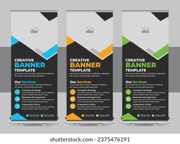 Modern roll up banner design template, Presentation concept, Business Roll Up. Standee Design. Banner Template. Presentation and Brochure
