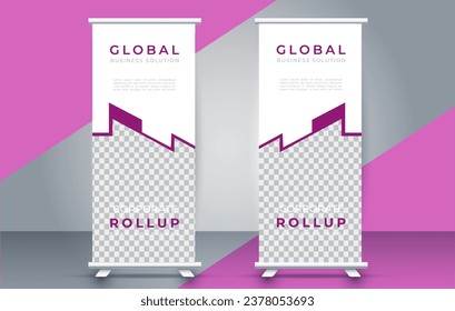  Moderne Design-Vorlage für Banner aufrollen. Flyer. ziehen. Präsentation. Broschüre. Poster. Werbung. Printmedien 