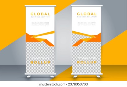  Plantilla moderna de diseño de banner de enrollamiento. volante. levántate. presentación. folleto. afiche. anuncio. medio de impresión 