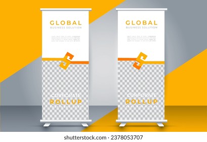  Plantilla moderna de diseño de banner de enrollamiento. volante. levántate. presentación. folleto. afiche. anuncio. medio de impresión 