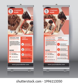 modern roll up banner design vertical template vector geometric abstract background, brochure flyer banner, x-banner, business banner marketing banner standee design.