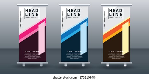 Modelo de diseño de conjunto de banners de enrollamiento moderno, vertical, diseño de tracción, moderno x-banner.  ilustración vectorial en segundo plano.