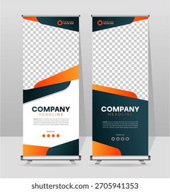 Modern Roll Up Banner Stand Vector Template