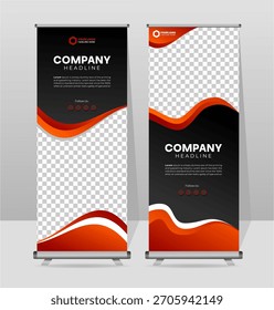 Modern Roll Up Banner Stand Vector Template