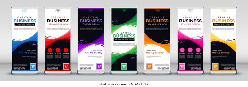 modern Roll Up banner or Standee Template for flyer, presentation, leaflet, j flag, x stand, x banner, exhibition display