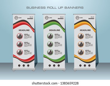 Modern Roll Up Banner. Standing Banner template design for advertising