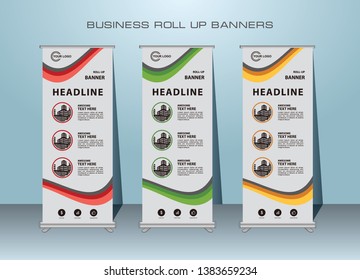Modern Roll Up Banner. Standing Banner template design for advertising