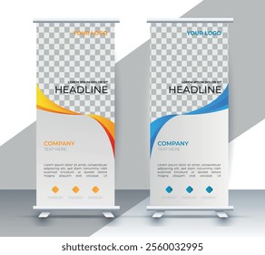 modern roll up banner template with abstract design