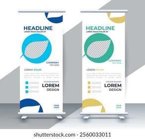 modern roll up banner template with abstract design