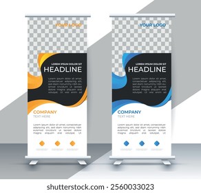 modern roll up banner template with abstract design