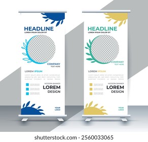 modern roll up banner template with abstract design