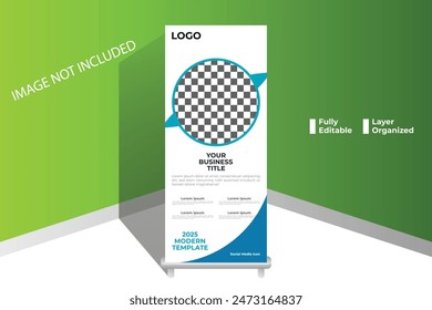 Modern roll up banner template design, Stander template, X-banner template, Flag banner
