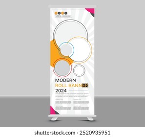 Modern Roll up banner template design, for brochure, business, flyer, infographics. Creative x banner template design mockup