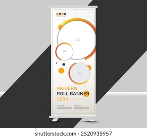 Modern Roll up banner template design, for brochure, business, flyer, infographics. Creative x banner template design mockup