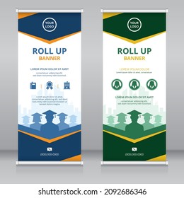 Modern roll up banner template for education industry, Standee template, X-banner template, Flag banner