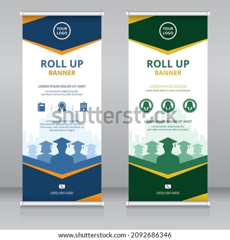 Modern roll up banner template for education industry, Standee template, X-banner template, Flag banner