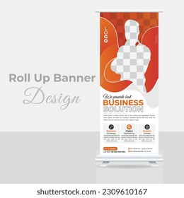 Modern roll up banner template for the exhibition, Corporate Business stand, editable roll up banner vector template