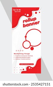 Modern roll up banner template in red and white  color EPS 10