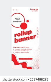 Modern roll up banner template in red and white  color EPS 10