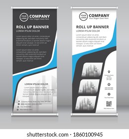 Modern roll up banner template, Standee template, X-banner template, Flag banner