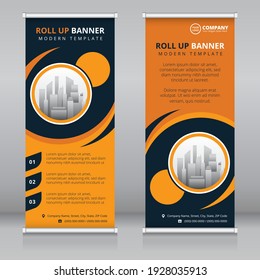 Modern roll up banner template, Standee template, X-banner template, Flag banner
