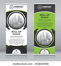 Modern roll up banner template, Standee template, X-banner template, Flag banner