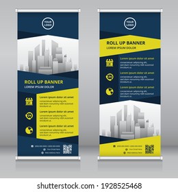 Modern roll up banner template, Standee template, X-banner template, Flag banner