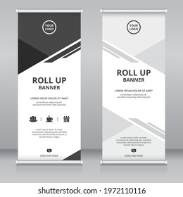 Modern roll up banner template, Standee template, X-banner template, Flag banner