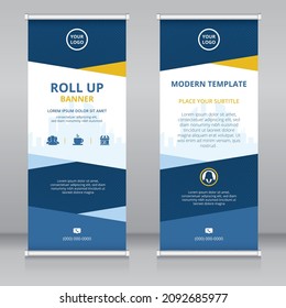 Modern roll up banner template, Standee template, X-banner template, Flag banner