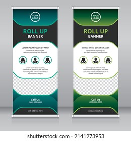 Modern roll up banner template, Standee template, X-banner template, Flag banner