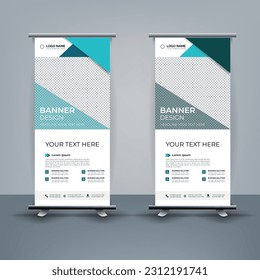 Modern roll up banner template, Standee template, X-banner template, Flag banner. vertical, abstract background, pull up design, modern x-banner, rectangle size.