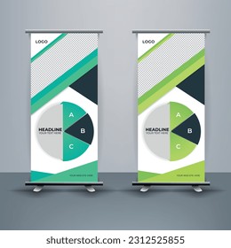 Modern roll up banner template, Standee template, X-banner template, Flag banner. vertical, abstract background, pull up design, modern x-banner, rectangle size.
