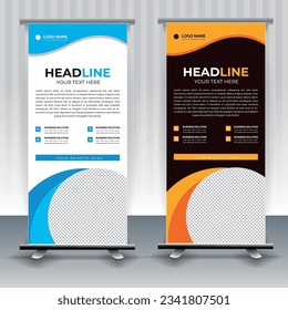 Modern roll up banner template, Standee template, X-banner template, Flag banner. vertical, abstract background, pull up design, modern x-banner, rectangle size.