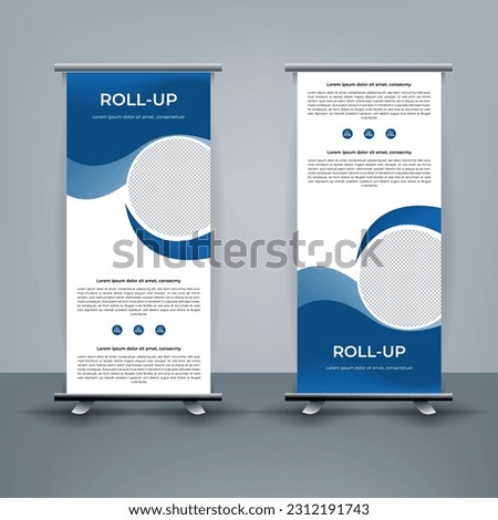 Modern roll up banner template, Standee template, X-banner template, Flag banner. vertical, abstract background, pull up design, modern x-banner, rectangle size.