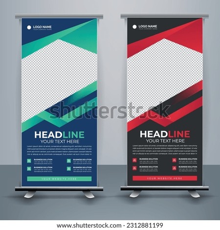 Modern roll up banner template, Standee template, X-banner template, Flag banner. vertical, abstract background, pull up design, modern x-banner, rectangle size.