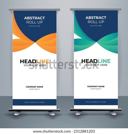 Modern roll up banner template, Standee template, X-banner template, Flag banner. vertical, abstract background, pull up design, modern x-banner, rectangle size.