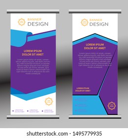 Modern Roll Banner Template. vector background design in purple. eps 10
