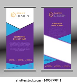 Modern Roll Banner Template. vector background design in purple. eps 10