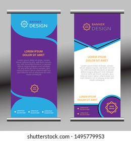 Modern Roll Banner Template. vector background design in purple. eps 10