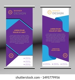Modern Roll Banner Template. vector background design in purple. eps 10