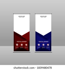 modern roll up banner template. vertical geometric abstract layout design for marketing, events, business, company etc.