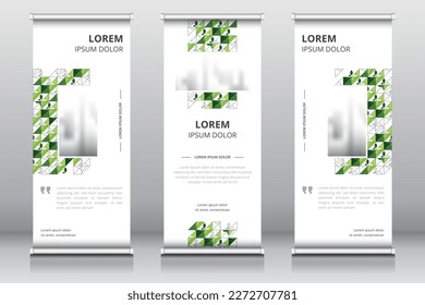 Modern roll up banner template or vertical signboard template with artwork suitable for eco friendly or organic products and services, Retractable banner, Pull up banner, Standee template, X-banner