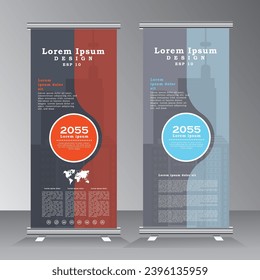 Plantilla moderna de banner Roll up, banner vertical, vector