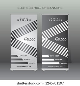 Modern Roll Up Banner.Grey Color Vector template design,for advertising