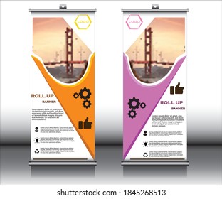 modern roll up banners .new  concept of  brochure design in vector template.rectangle size