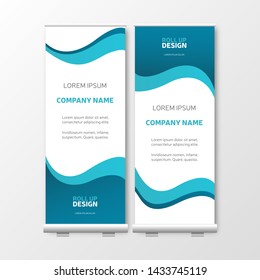 Modern Roll Up with blue gradient. Business Presentation template, vector brochure, flyer, vertical banner design, cover geometric background, publication layout
